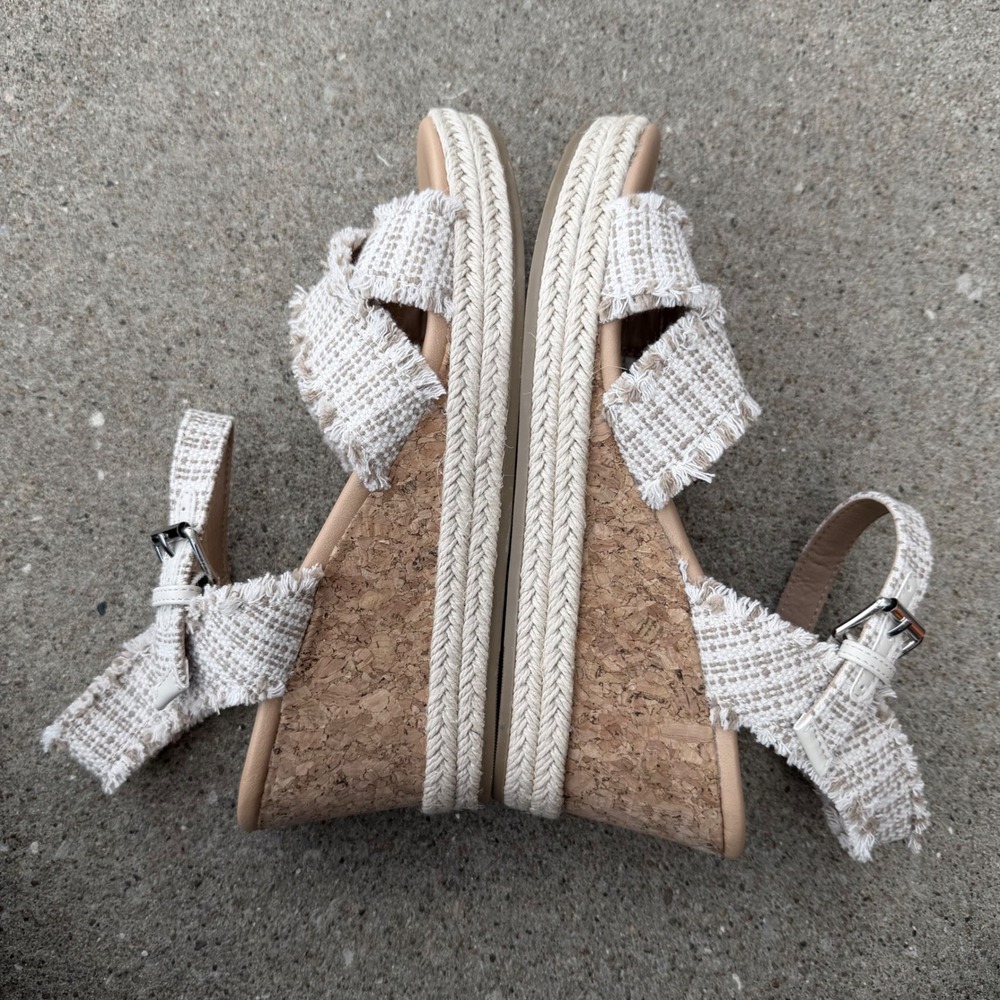 DV by Dolce Vita Esther Beige Woven Frayed Cork Wedge Sandals Womens Sz 8 - Picture 10 of 13